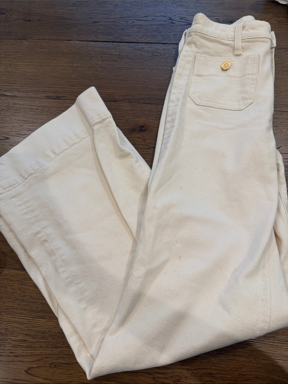 J. Crew High-Rise Wide-Leg Jeans in Cream